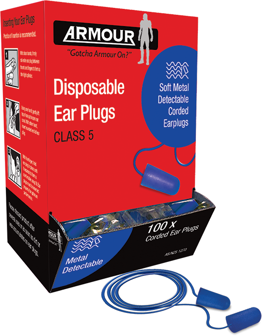 Armour Safety Products Ltd. - Armour Disposable Ear Plug Metal Detectable Corded – Class 5