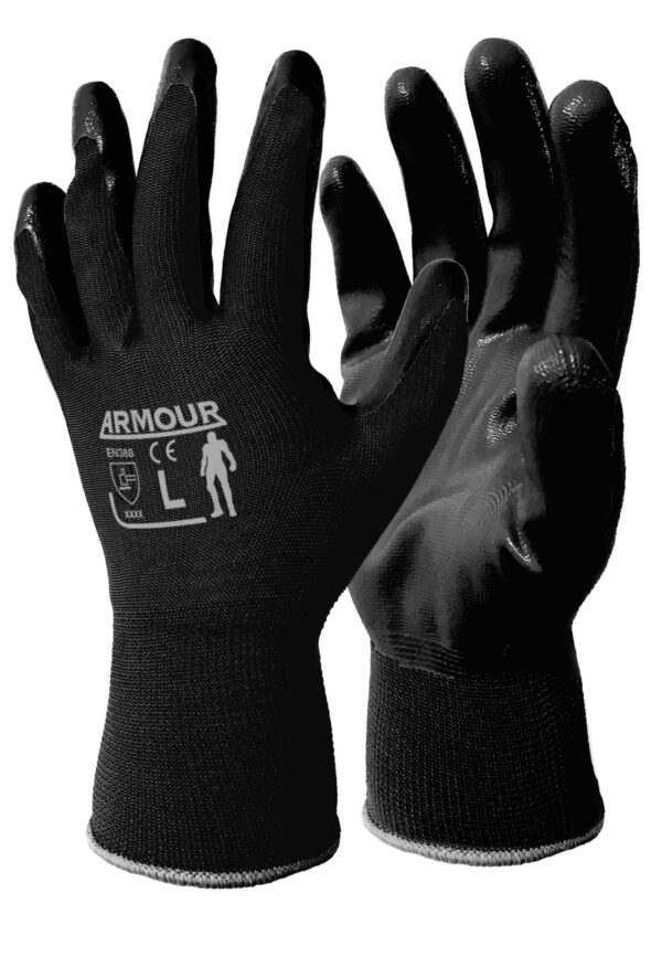 Armour Safety Products Ltd. - Armour Black Flat Nitrile Open Back Glove