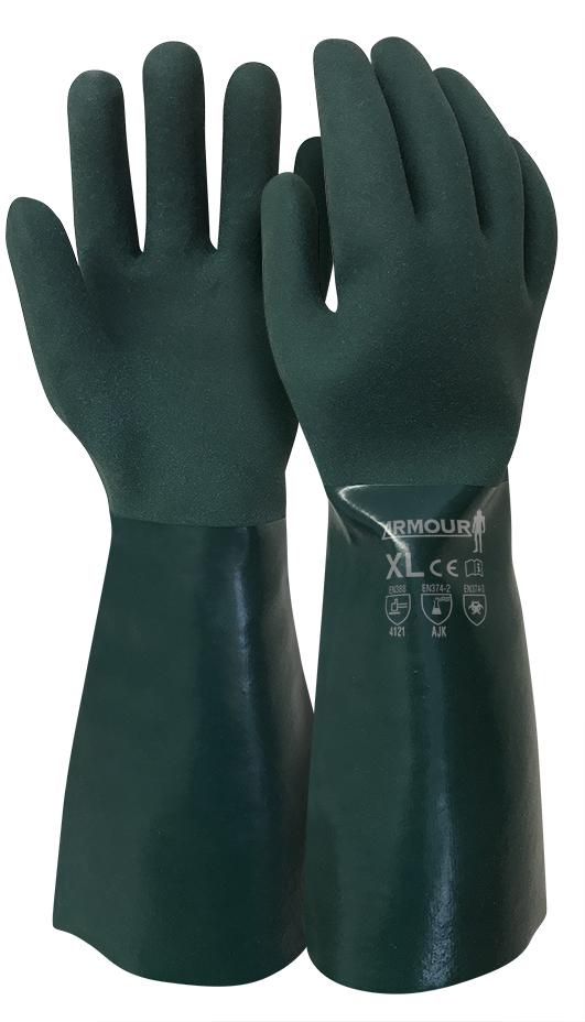 Armour Safety Products Ltd. - Green PVC Chemical Gauntlet Glove – 40cm