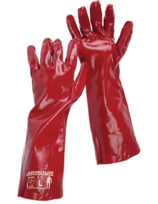 Armour Safety Products Ltd. - Red PVC Gauntlet Glove – 45cm