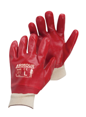 Armour Safety Products Ltd. - Red PVC Knit Wrist Glove – 27cm