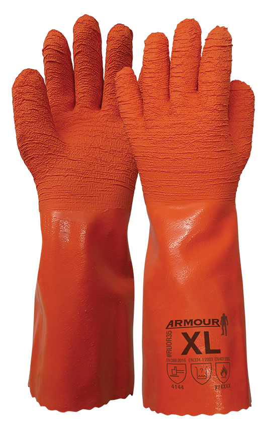 Armour Safety Products Ltd. - Armour Orange Crinkle Latex Gauntlet – 35cm